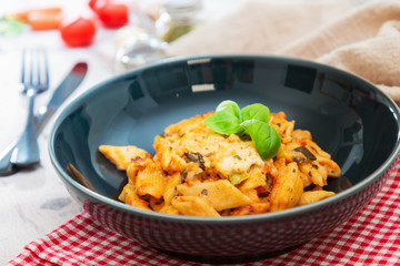 tasty pasta Italian tomato sauce pasta on the table
