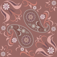 Seamless colorful pattern with paisley. Traditional monochrome ethnic ornament. Vector print. Use for wallpaper, pattern fills,textile design.