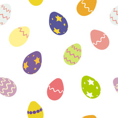 Happy Easter seamless pattern. Ornamental eggs on a white background.