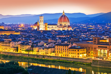 Fototapeta na wymiar Colorful Florence rooftops and Duomo view at sunset