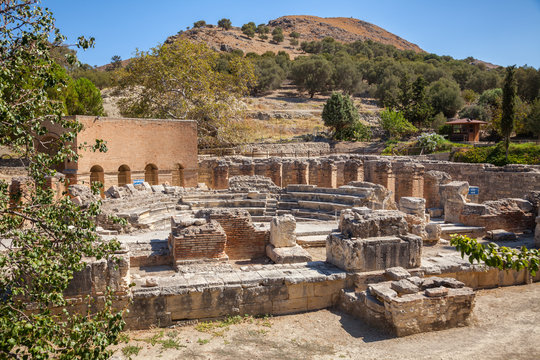 Odeon ruins, Gortyn archeological site, Island of Crete, Greece, Mediterranean