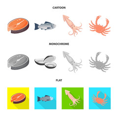Vector design of fresh  and restaurant logo. Set of fresh  and marine   vector icon for stock.