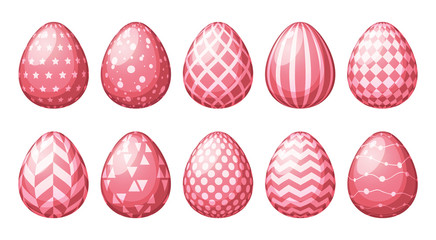 Collection of eggs with geometric patterns. Happy Easter vector design template .
