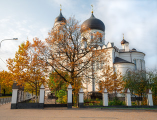 church in autumn