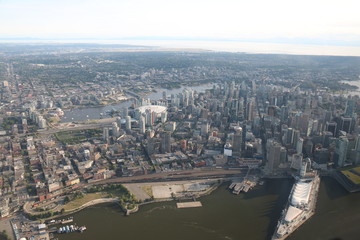 Fototapeta na wymiar Flight cityscapes of Vancouver