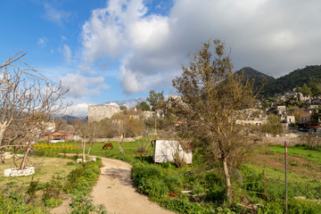 Dalyan, Mugla / Turkey - Famous king tombs of Kaunos. Turkey. There are dozens of tombs carved into the rocks around Dalyan and its surroundings.