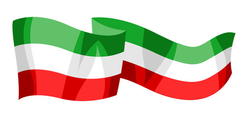 Illustration of waving mexican flag.