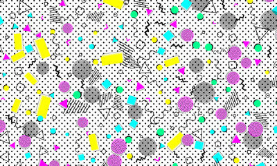 Pop art color background. Memphis pattern