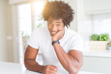 Fototapeta na wymiar Handsome african american happy man smiling confident