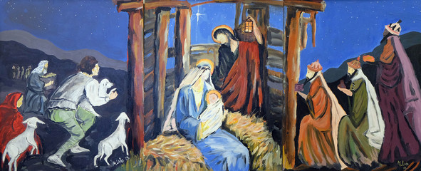 Fototapeta Nativity Scene, birth of Jesus obraz