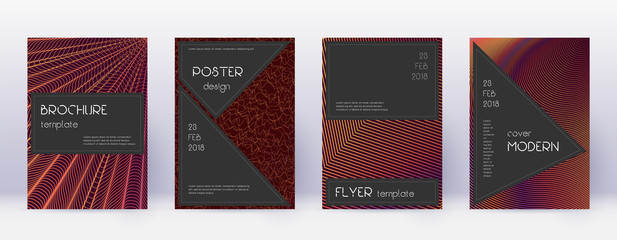 Black brochure design template set. Orange abstrac