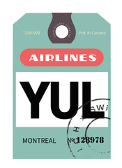 Montreal airport luggage tag