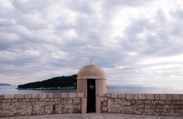 Defense walls of the old town of Dubrovnik, a well-preserved medieval fortress and a popular tourist destination, Croatia