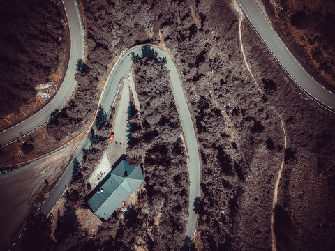 aerial photography of road beside building