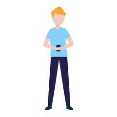 man with smartphone avatar character