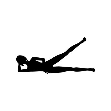 Lying Side Leg Lift Exercise Workout Silhouette