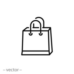 paper bag icon, shopping bag linear sign on white background - editable stroke vector illustration eps10
