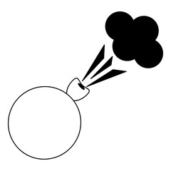 Joke fart globe cartoon isolated in black and white
