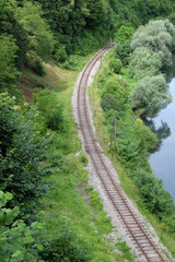 Fototapeta na wymiar Old railroad curve near Ozalj, Croatia 