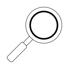 Magnifying glass symbol in black and white