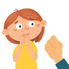 Physical bullying concept. Vector illustration about child abuse, harassment fat and body shaming, racism at school.