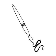 Paint brush drawing cartoon in black and white