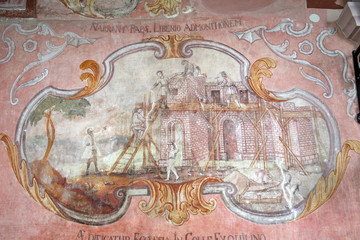 Fresco painting in parish Church of Our Lady of snow in Kamensko, Croatia