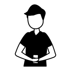 man with smartphone avatar character
