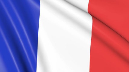 The flag of France flutters in the wind. Animated Symbol of the country.