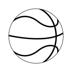 Basketball ball sport cartoon in black and white