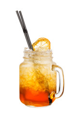 Alcohol cocktail isolated on white. Lynchburg Lemonade