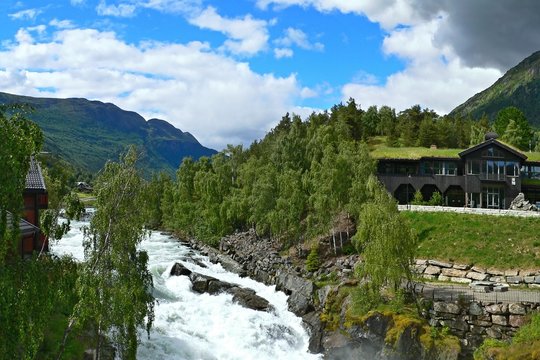 Norway-view on the river Otta in town Lom