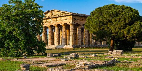 Fototapeta na wymiar Paestum , Temple of Neptune or Hera II. Italy