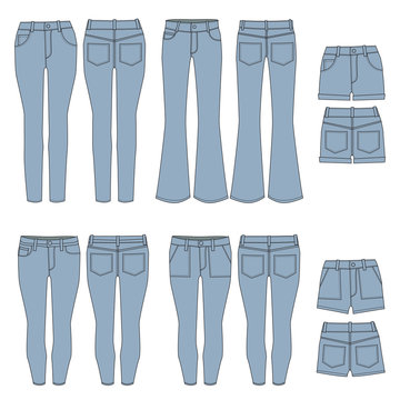 Vector template for Womens Denim Jeans