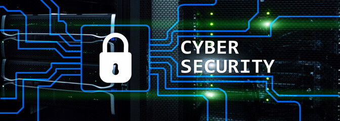 Cyber security, information privacy and data protection concept on server room background