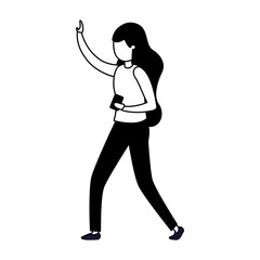 young woman with smartphone avatar character