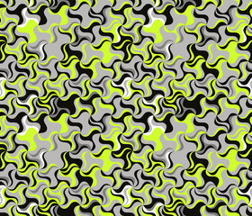 Seamless pattern with rotating figures. Optical illusion of movement of forms in space.