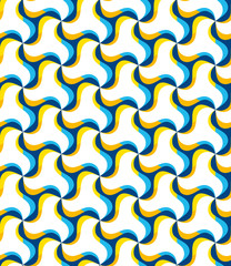 Seamless pattern with rotating figures. Optical illusion of movement of forms in space.