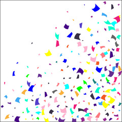 Colorful confetti on white background. 