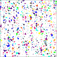 Colorful confetti on white background. 