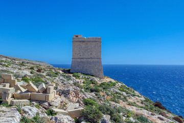 Fototapeta na wymiar Hamrija Coastal Tower in Qrendi, Malta
