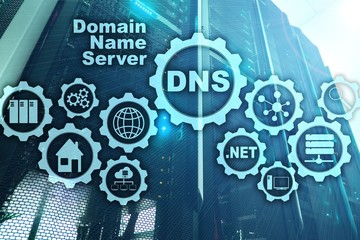 DNS. Domain Name System. Network Web Communication. Internet and digital technology concept
