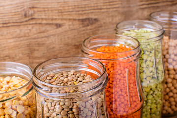 Bean seed beans in jars.