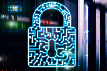 Cyber Security lock icon Information Privacy Data Protection internet and Technology concept.