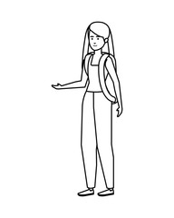 beautiful woman with schoolbag avatar character