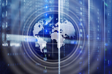 Planet Earth Hologram Globe Global communication World Wide Business concept.