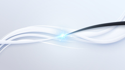 Smooth curved flow of lines with blue sparks