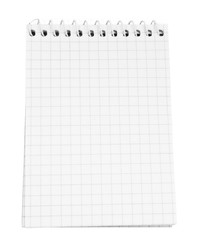 Blank sheet of a notebook (squared), isolated on white background