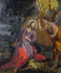 Agony in the Garden, Jesus in the Garden of Gethsemane, altarpiece in the Church of the Saint Barbara in Velika Mlaka, Croatia 