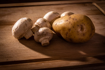 mashrooms and potato, food, fresh, vegetable